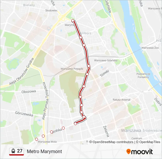 Трамвай 27: карта маршрута