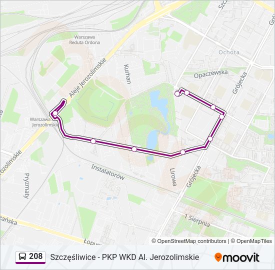 208 bus Line Map