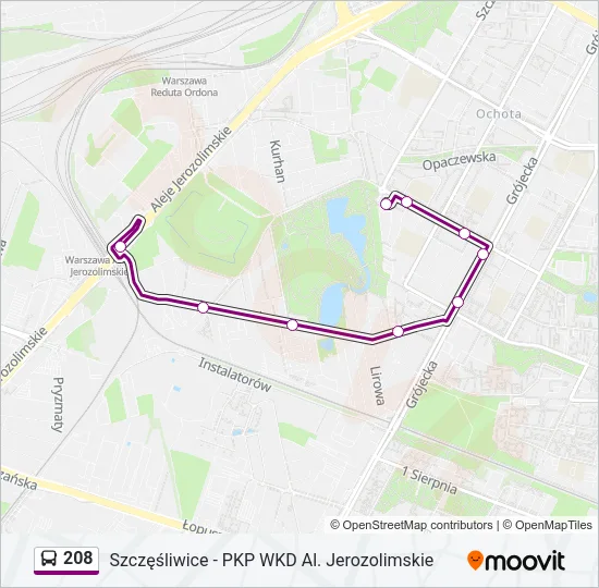 208 Bus Line Map