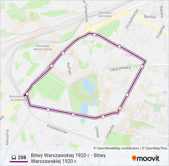 208 bus Line Map