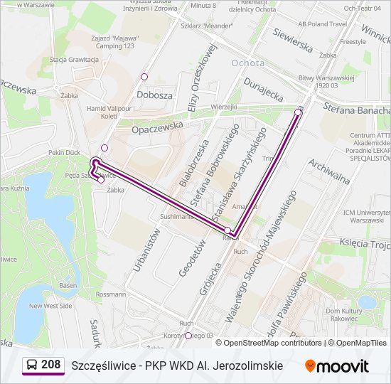 208 bus Line Map