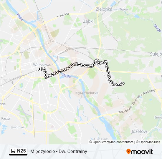 N25 bus Line Map