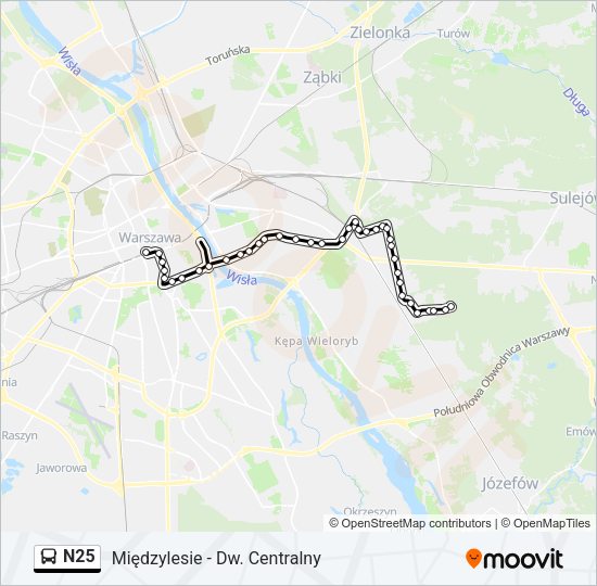 Автобус N25: карта маршрута