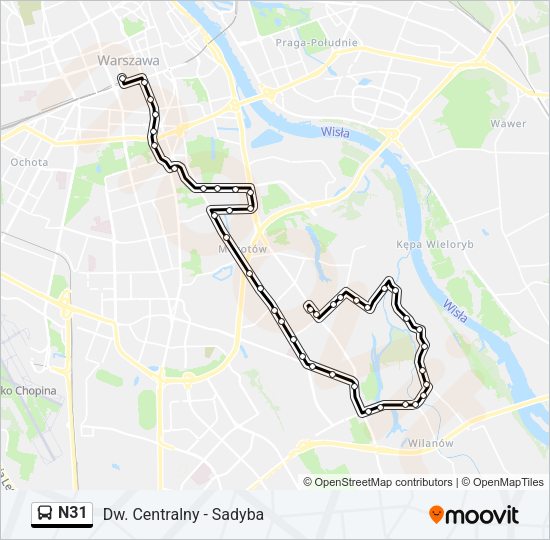 N31 bus Line Map