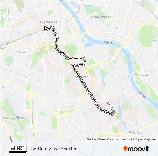 N31 bus Line Map