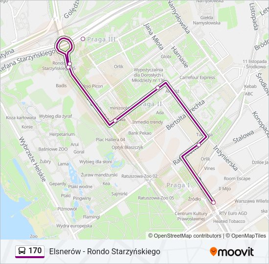 170 bus Line Map