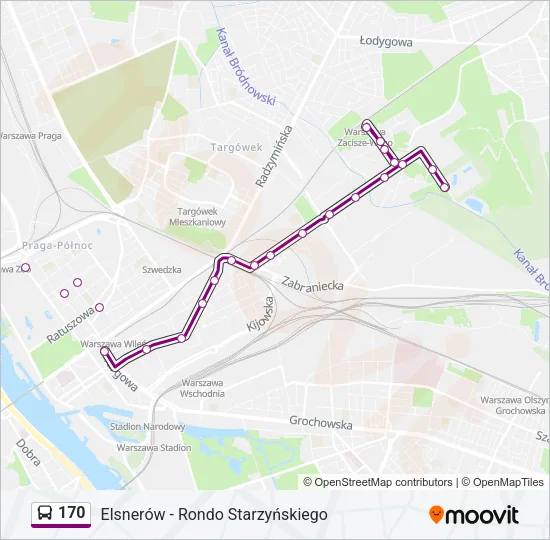 Автобус 170: карта маршрута