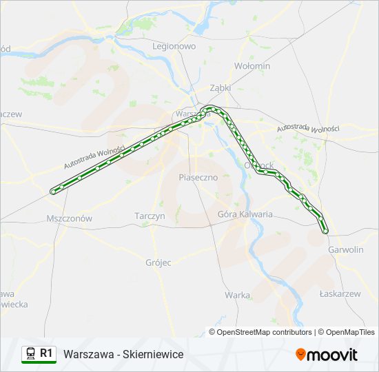 R1 train Line Map