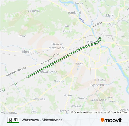 R1 train Line Map