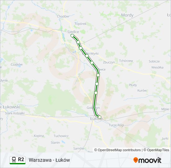 R2 train Line Map