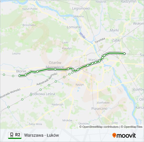 R2 train Line Map