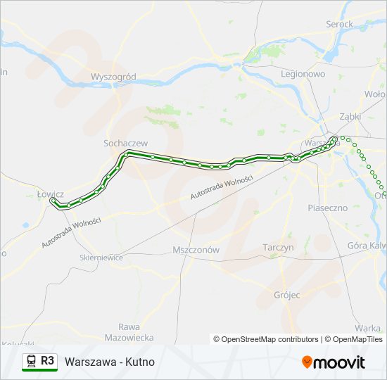 Поезд R3: карта маршрута