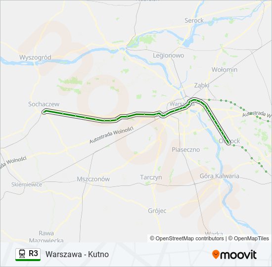 Поезд R3: карта маршрута