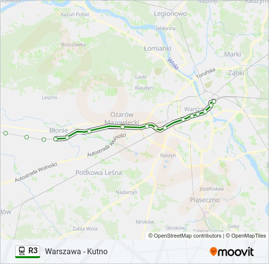 Поезд R3: карта маршрута