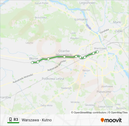 Поезд R3: карта маршрута