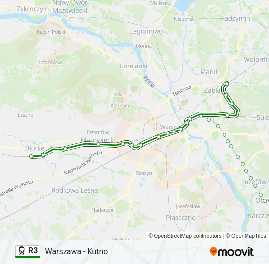 Поезд R3: карта маршрута