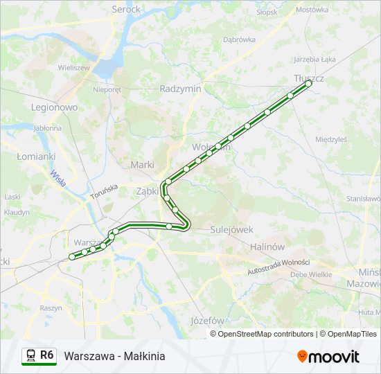 Поезд R6: карта маршрута