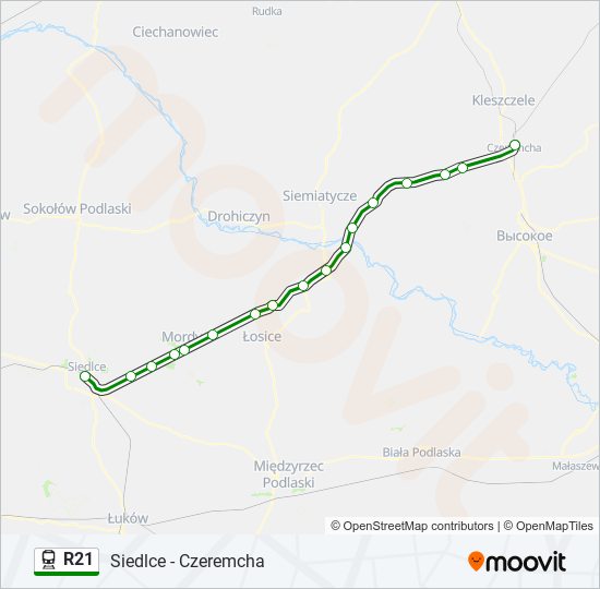 Mapa linii kolej R21