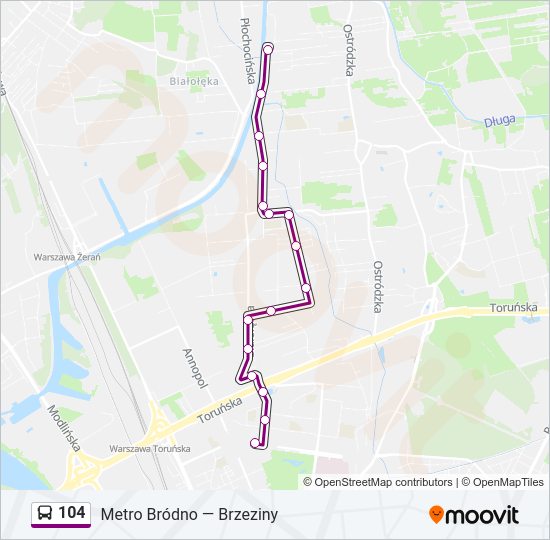 104 bus Line Map