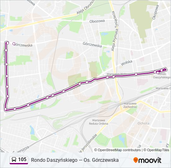 105 bus Line Map