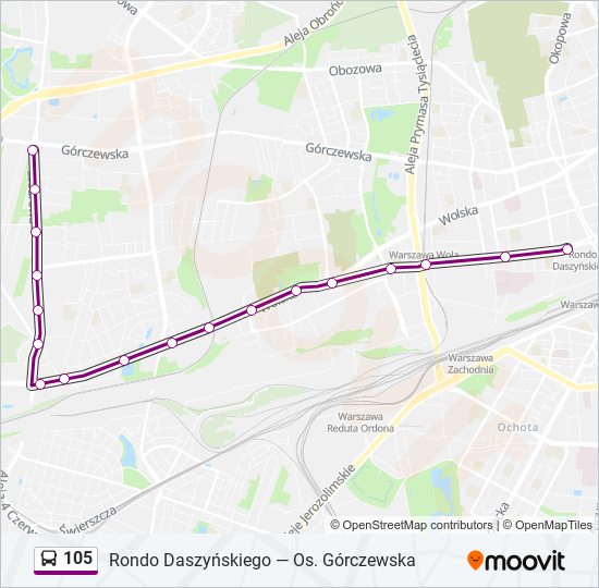 105 bus Line Map