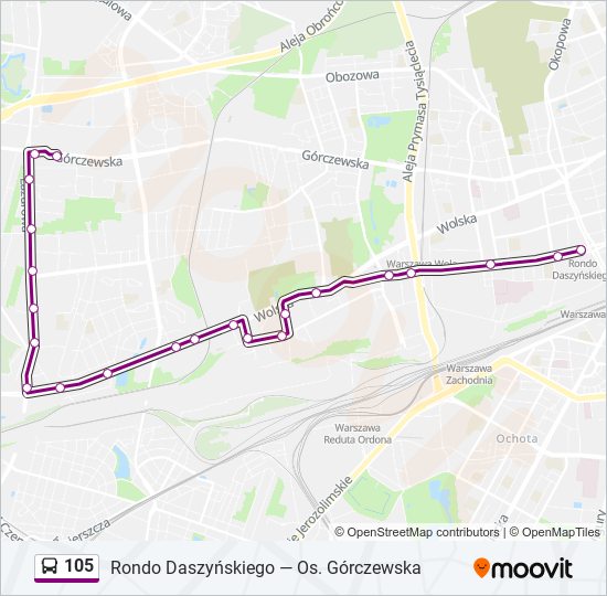 105 bus Line Map