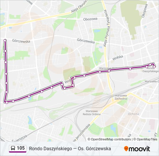 105 bus Line Map