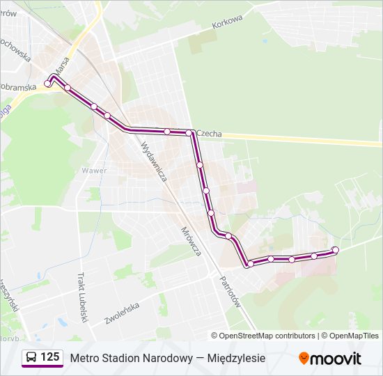 125 bus Line Map