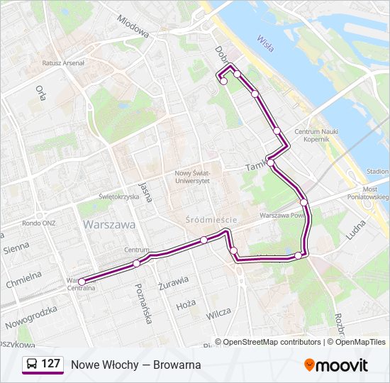 127 bus Line Map