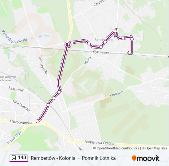 143 bus Line Map