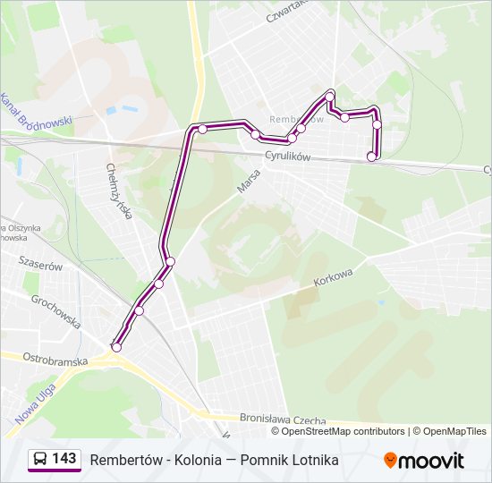 143 bus Line Map