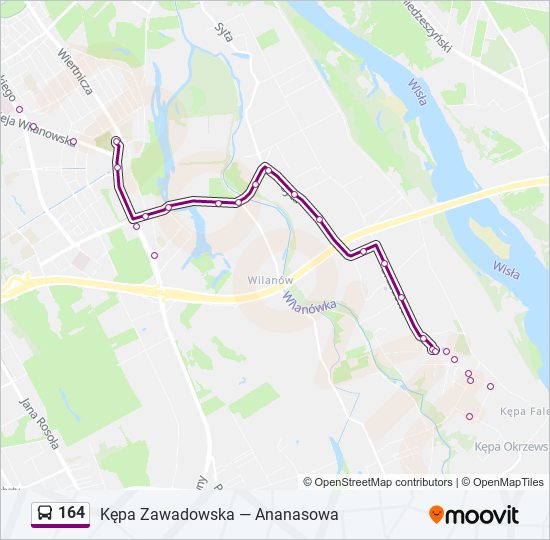 164 bus Line Map