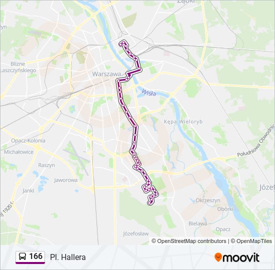 166 bus Line Map