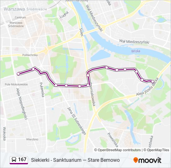 167 bus Line Map