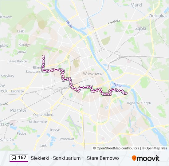 167 bus Line Map