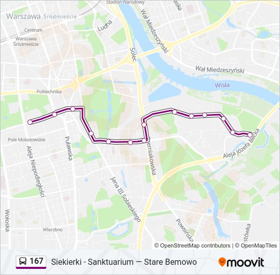 167 bus Line Map