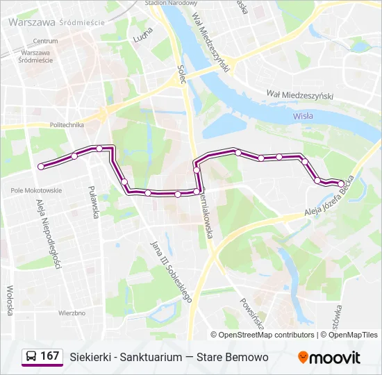 167 Bus Line Map