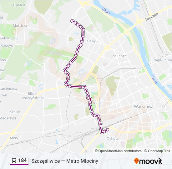 184 bus Line Map