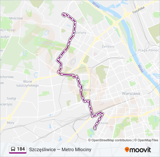 184 bus Line Map