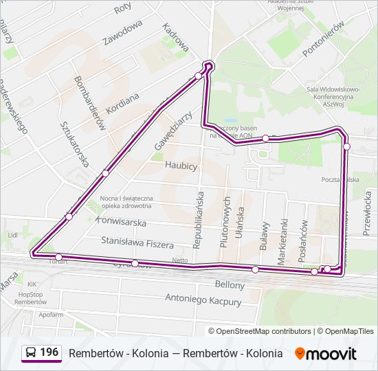 196 bus Line Map