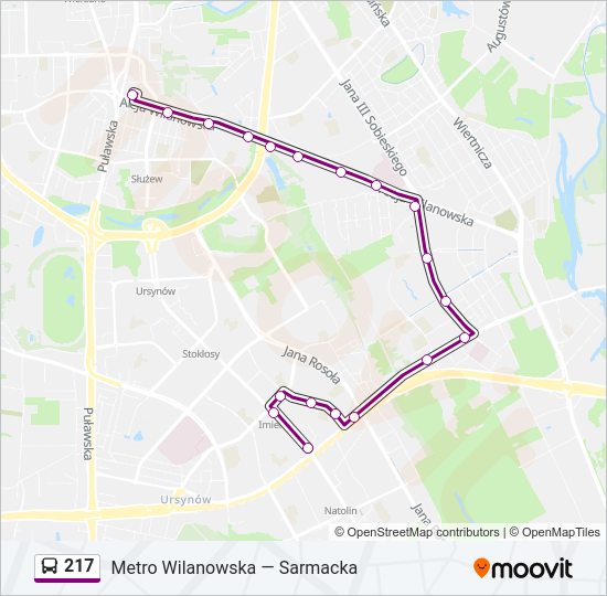 217 bus Line Map