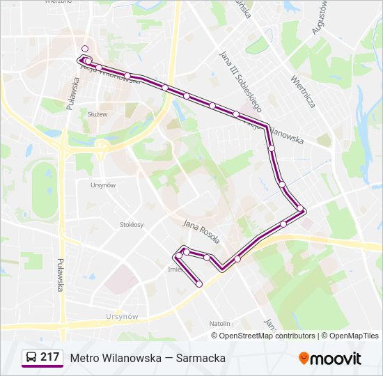 217 bus Line Map