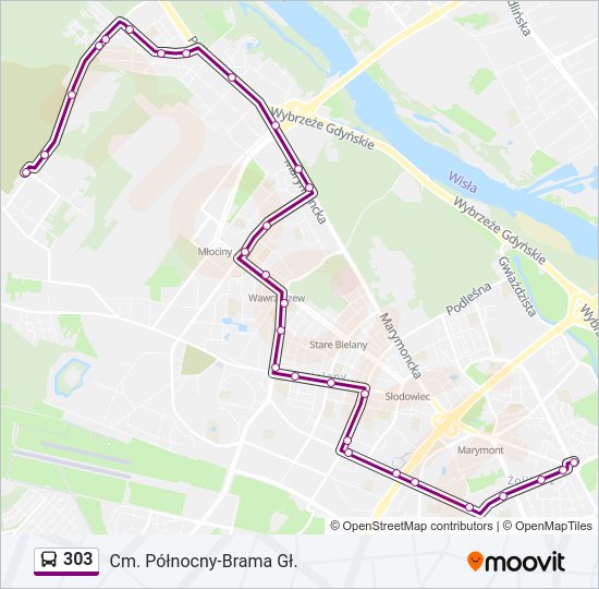 303 Bus Line Map