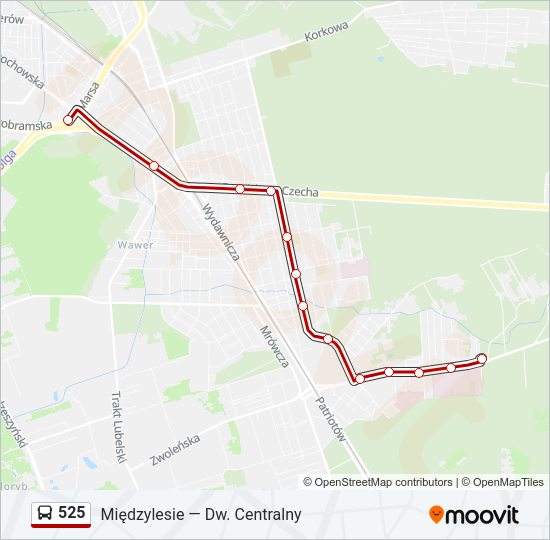 525 bus Line Map