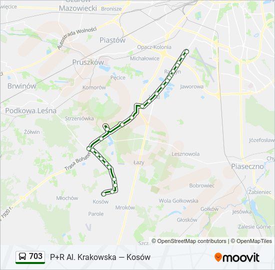 Mapa linii autobus 703