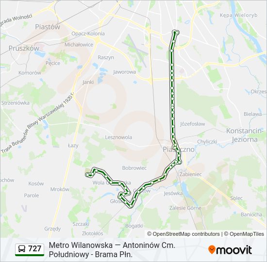 727 Bus Line Map