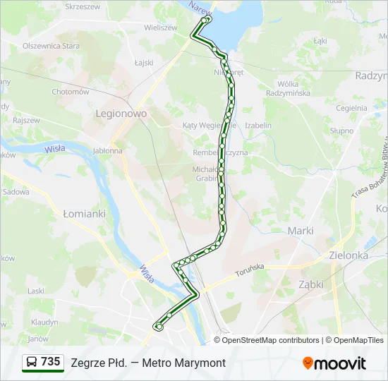 Автобус 735: карта маршрута