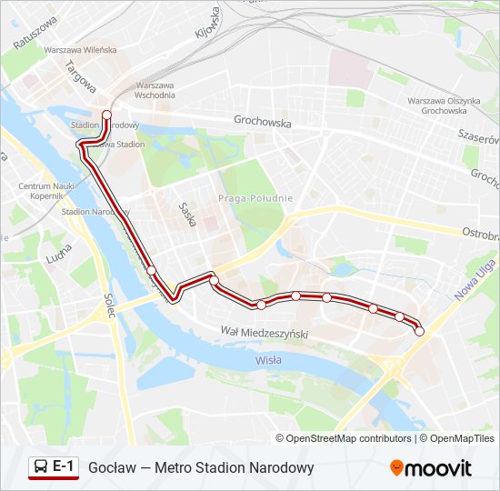 E-1 Bus Line Map