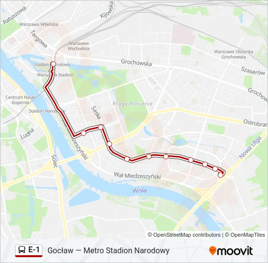 E-1 Bus Line Map