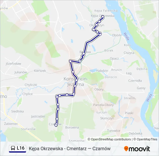 Автобус L16: карта маршрута